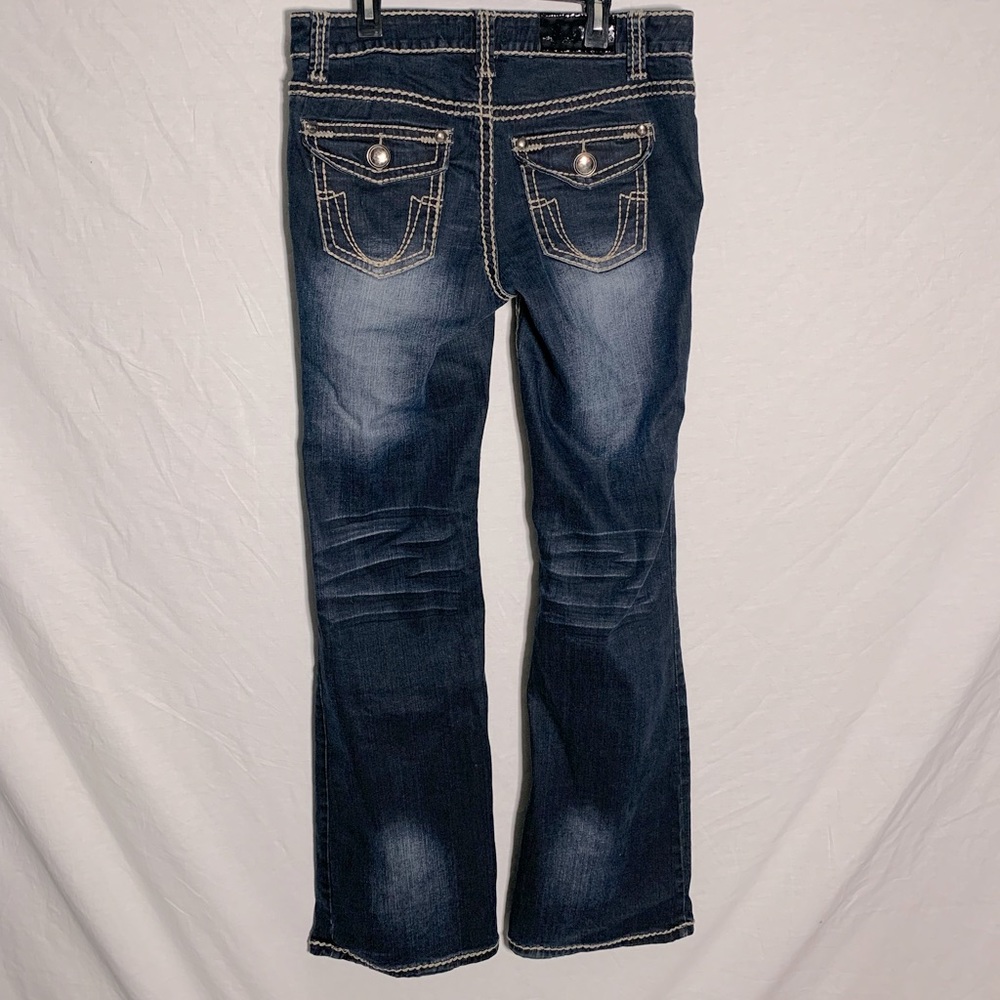 Soundgirl | Acid Wash Bootcut Decorated Denim Jeans Size 9